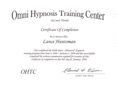Omni Hypnosis Training Certificate
